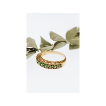 925 Sterling Silver Gold Plated Peridot Ring Size 10.25