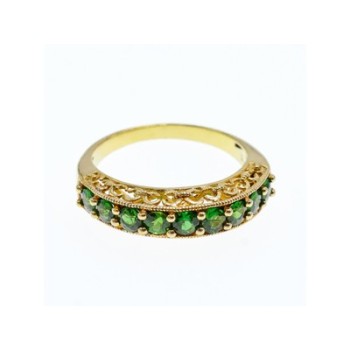 925 Sterling Silver Gold Plated Peridot Ring Size 10.25