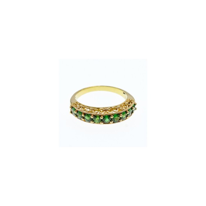 925 Sterling Silver Gold Plated Peridot Ring Size 10.25