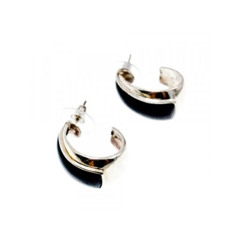 925 Sterling Silver Black Nephrite Stud Earrings