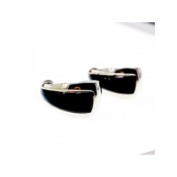 925 Sterling Silver Black Nephrite Stud Earrings