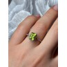 10K WHITE GOLD RING PERIDOT & DIAMONDS SIZE 6.5
