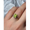 10K WHITE GOLD RING PERIDOT & DIAMONDS SIZE 6.5