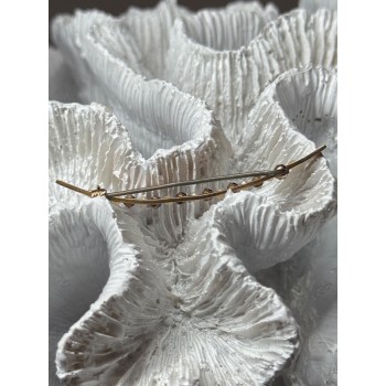 10K YELLOW GOLD SAPPHIRE & PEARLS BROOCH LENGTH 2 INCH