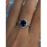925 Sterling Silver Sapphire & Diamonds Ring Size 9
