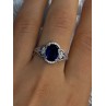 925 Sterling Silver Sapphire & Diamonds Ring Size 9