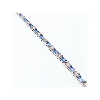 925 STERLING SILVER BLUE & WHITE CZ BRACELET SIZE 7 IN