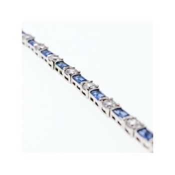 925 STERLING SILVER BLUE & WHITE CZ BRACELET SIZE 7 IN