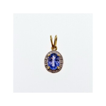 10K YELLOW GOLD TANZANITE & DIAMONDS PENDANT