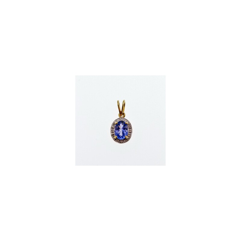 10K YELLOW GOLD TANZANITE & DIAMONDS PENDANT
