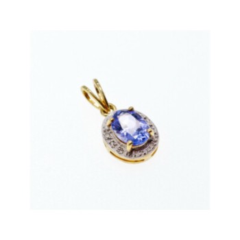 10K YELLOW GOLD TANZANITE & DIAMONDS PENDANT