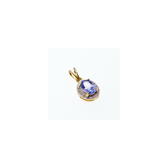 10K YELLOW GOLD TANZANITE & DIAMONDS PENDANT