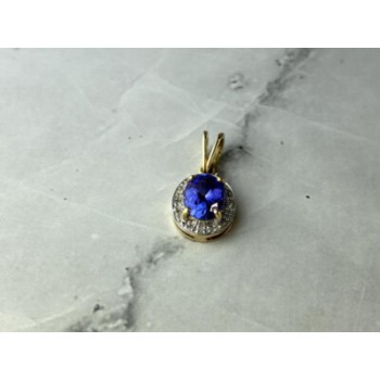10K YELLOW GOLD TANZANITE & DIAMONDS PENDANT