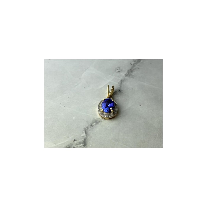 10K YELLOW GOLD TANZANITE & DIAMONDS PENDANT