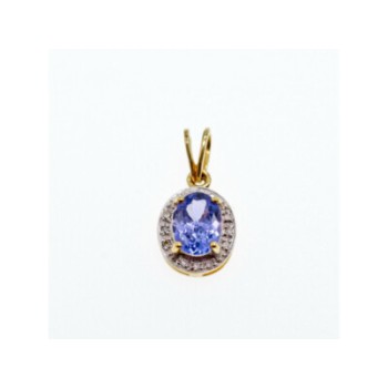 10K YELLOW GOLD TANZANITE & DIAMONDS PENDANT