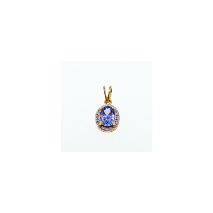 10K YELLOW GOLD TANZANITE & DIAMONDS PENDANT