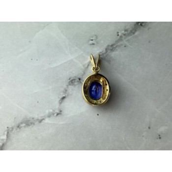 10K YELLOW GOLD TANZANITE & DIAMONDS PENDANT