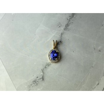 10K YELLOW GOLD TANZANITE & DIAMONDS PENDANT