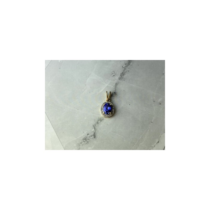 10K YELLOW GOLD TANZANITE & DIAMONDS PENDANT