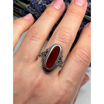 925 Sterling Silver Amber Ring Size 8