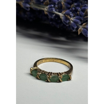 925 Sterling Silver Gold Plated Emerald Ring Size 7.5