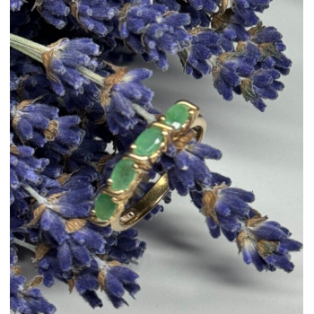 925 Sterling Silver Gold Plated Emerald Ring Size 7.5