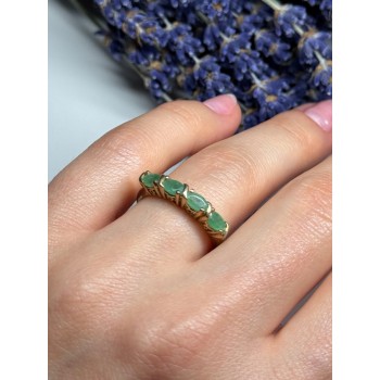 925 Sterling Silver Gold Plated Emerald Ring Size 7.5