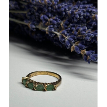 925 Sterling Silver Gold Plated Emerald Ring Size 7.5