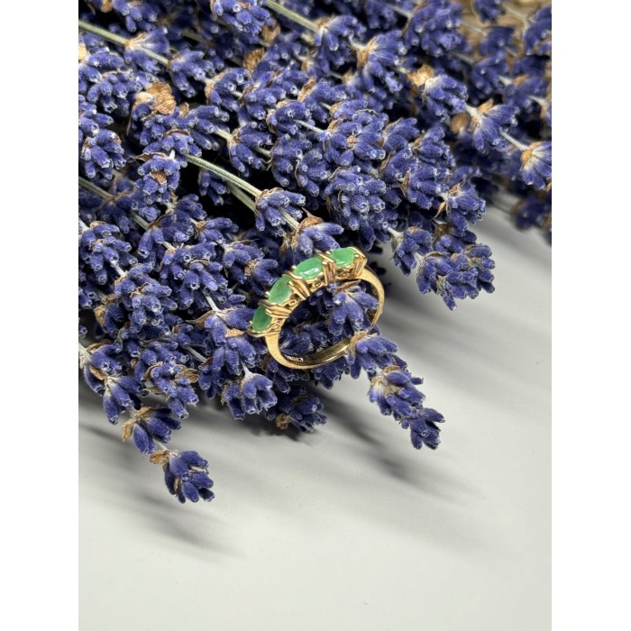 925 Sterling Silver Gold Plated Emerald Ring Size 7.5