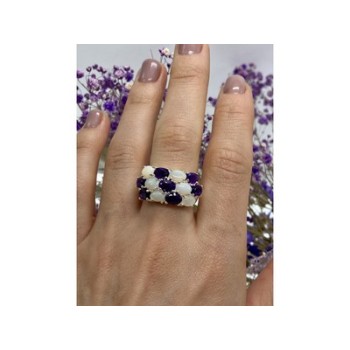 925 Sterling Silver 0pal & Tourmaline Ring Size 8