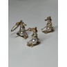 14K YELLOW GOLD PEARLS EARRINGS & PENDANT SKIING SNOWMENS ON SKIS