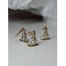 14K YELLOW GOLD PEARLS EARRINGS & PENDANT SKIING SNOWMENS ON SKIS