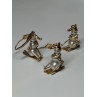 14K YELLOW GOLD PEARLS EARRINGS & PENDANT SKIING SNOWMENS ON SKIS