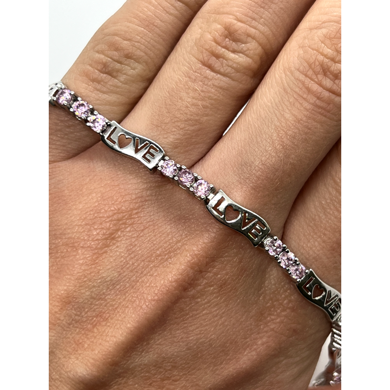 925 STERLING SILVER  PINK CZ 