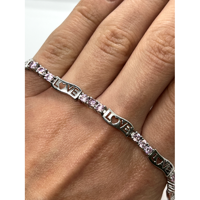 925 STERLING SILVER  PINK CZ 