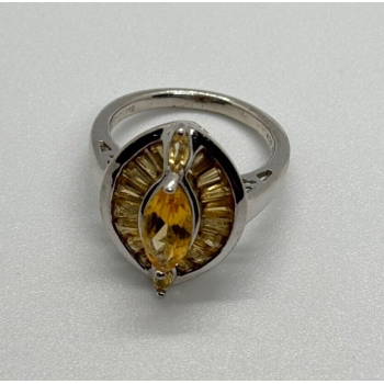 925 STERLING SILVER CITRINE RING SIZE 6.5