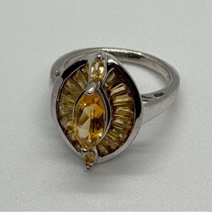 925 STERLING SILVER CITRINE RING SIZE 6.5