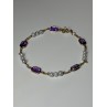 14K YELLOW GOLD AMETHYST & PEARLS BRACELET LENGTH 7
