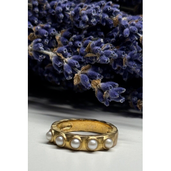 925 STERLING SILVER GOLD PLATED  PEARL RING SIZE 6.5