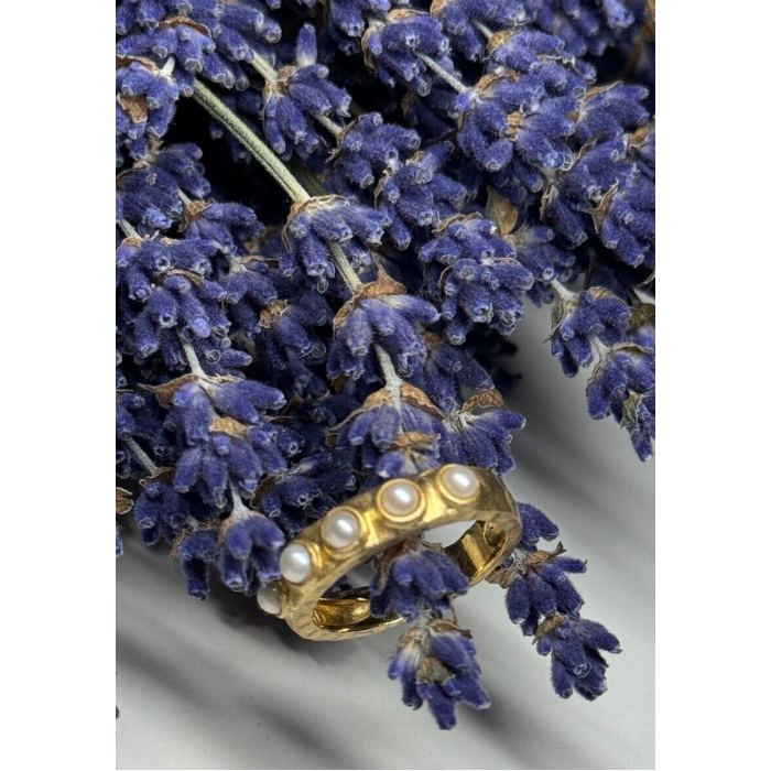 925 STERLING SILVER GOLD PLATED  PEARL RING SIZE 6.5