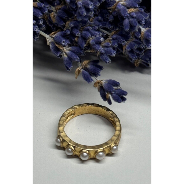 925 STERLING SILVER GOLD PLATED  PEARL RING SIZE 6.5