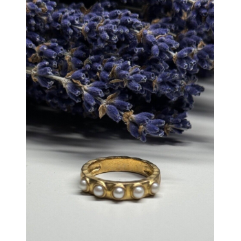 925 STERLING SILVER GOLD PLATED  PEARL RING SIZE 6.5