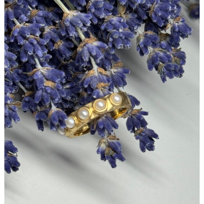 925 STERLING SILVER GOLD PLATED  PEARL RING SIZE 6.5