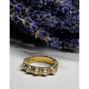 925 STERLING SILVER GOLD PLATED  PEARL RING SIZE 6.5