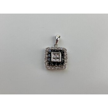 14K WHITE GOLD SAPPHIRES & DIAMONDS PENDANT