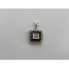 14K WHITE GOLD SAPPHIRES & DIAMONDS PENDANT