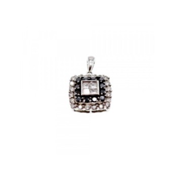 14K WHITE GOLD SAPPHIRES & DIAMONDS PENDANT