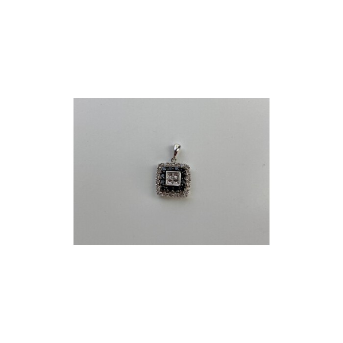 14K WHITE GOLD SAPPHIRES & DIAMONDS PENDANT