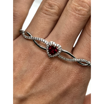 925 STERLING SILVER SPINEL & CZ HEART BRACELET