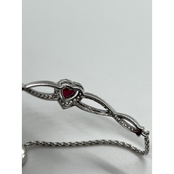 925 STERLING SILVER SPINEL & CZ HEART BRACELET